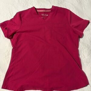 Fuchsia V-Neck Scrub Top